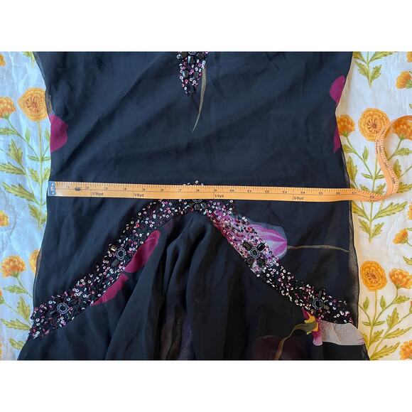 Midnight Velvet Halter Chiffon Beaded Midi Dress - Picture 8 of 12